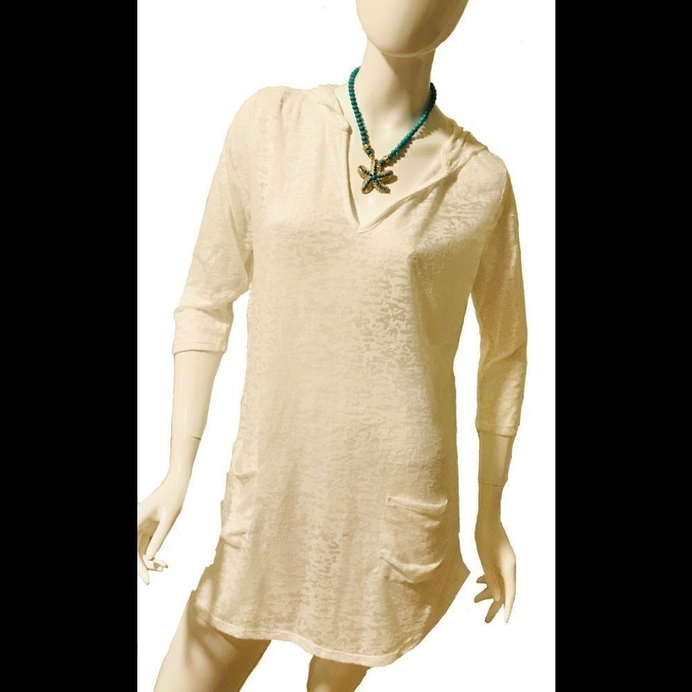 Akini Lace Hooded Swimsuit Cover Up Ivory Medium